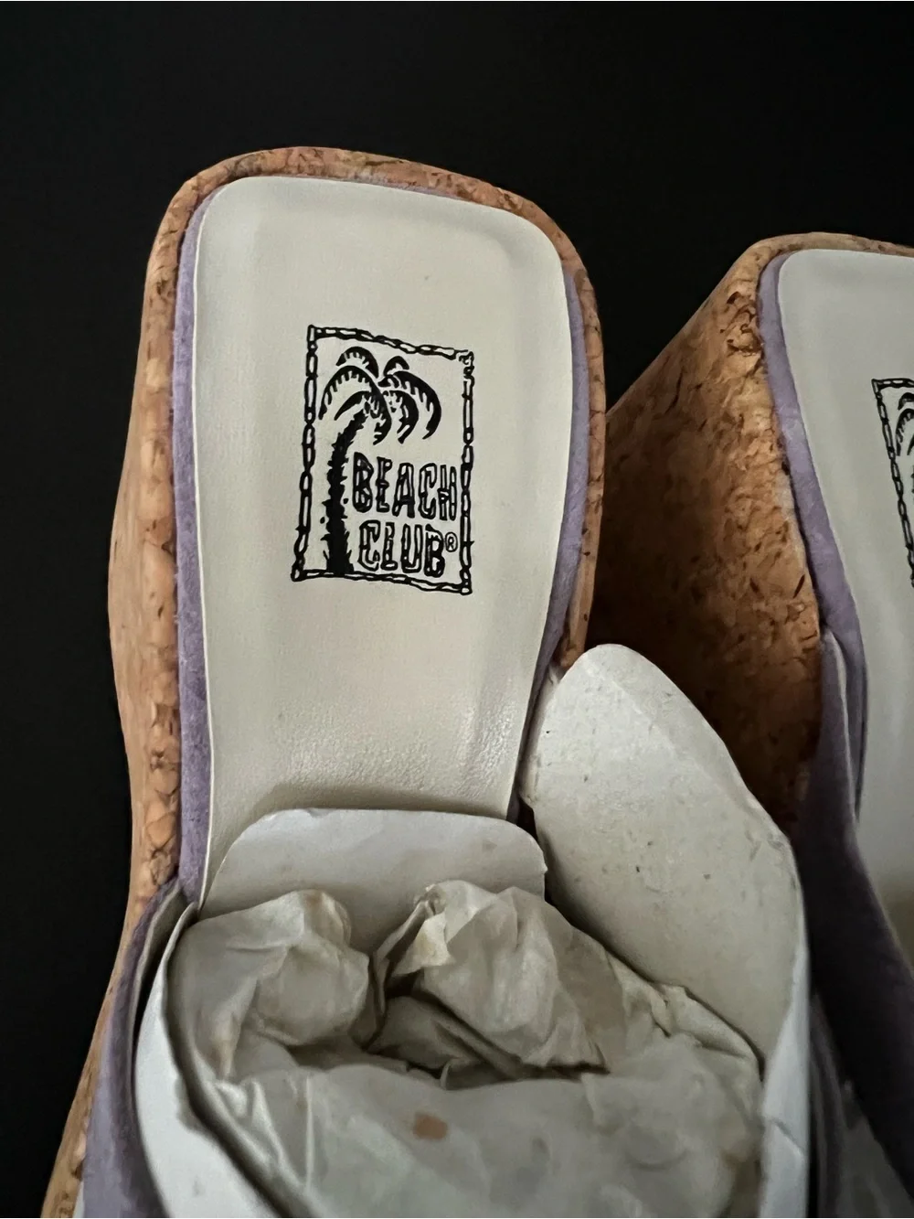 Beach Club Cork Platform Purple Suede Sandals Y2K NWOT